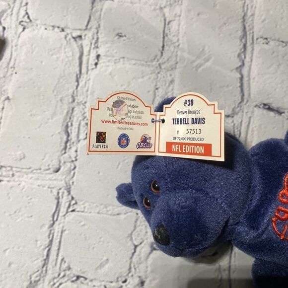 💙NWT Terrell Davis Beanie Baby Blue Denver Broncos Bear - Picture 4 of 7